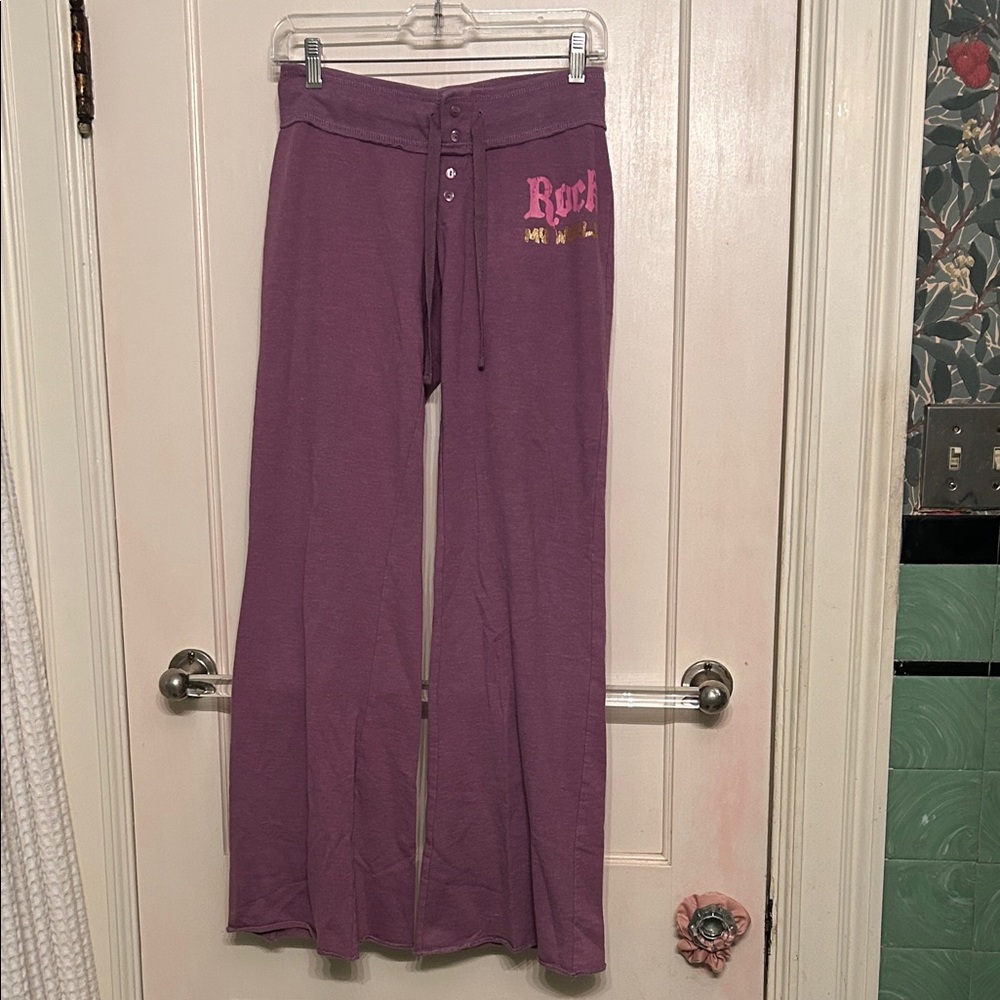 Purple Flared-Leg Thin Sweats